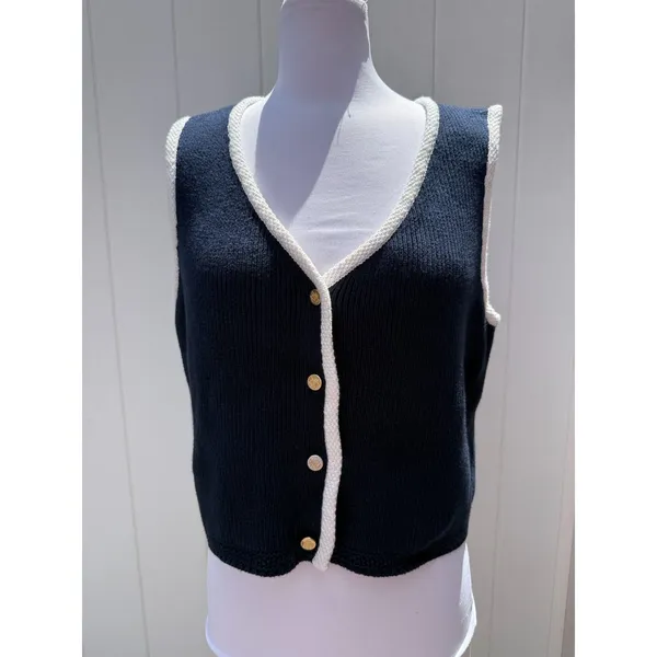 Abercrombie & Fitch Mara Button-Up Sweater Vest in Navy Size XL - Image 3