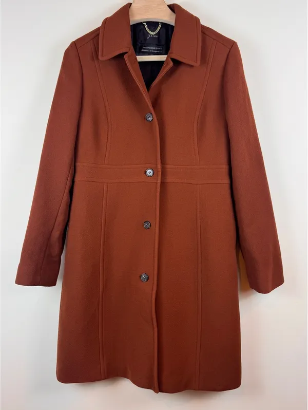 J.Crew Classic Lady Day Coat Dark Amber Italian Wool Thinsulate Size 14 - Image 2