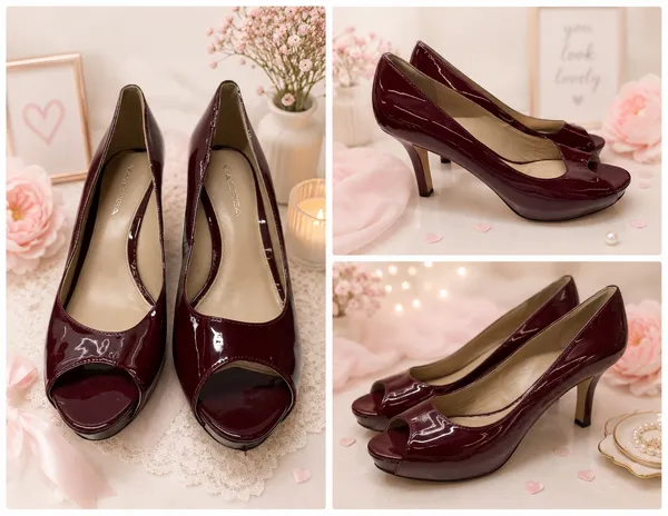 Via Spiga, burgundy, peep-toe heels - Image 2