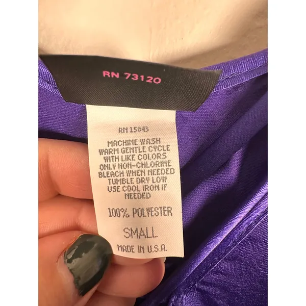 Frederick's of Hollywood Maxi‎ Slip Dress Womens Small Purple Satin sexy V-Neck - Image 6