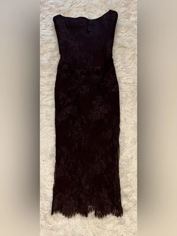 NEW House Of CB LARRA Bitter Chocolate Lace Corset Midi Dress sz XS - Image 5