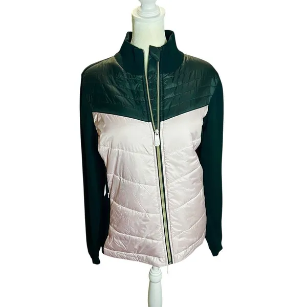 Alp-n-Rock Quilted Puffer Knit Jacket Light Pink Black Zip Up Women’s M - Image 2