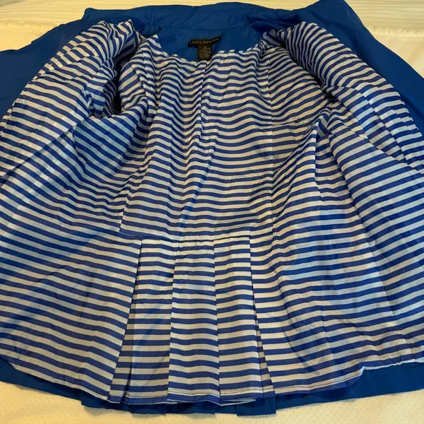 Grace Elements Blue Belted Short Trench Pea Coat Jacket Women’s Size 12 Roll Tab - Image 11