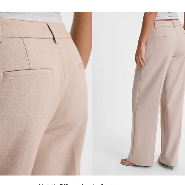 EXPRESS Editor Boot Mid Rise Dress Trouser Pant Size 6 Cream Khaki - Image 7