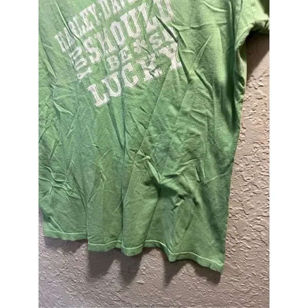 Harley Davidson You Should Be So Lucky Green V-Neck T-Shirt Woman’s Size Large - Image 2