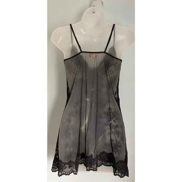 Vintage Victoria's Secret Lace Slip Black Medium - Image 3