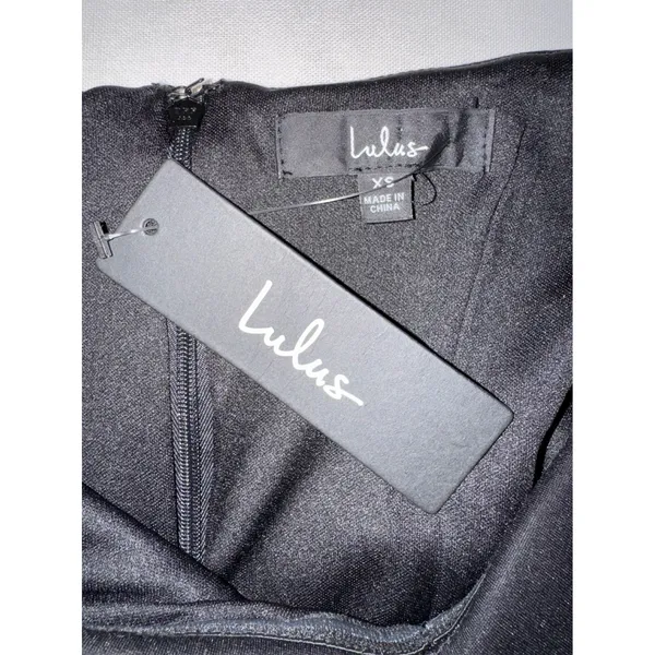 Lulus Black Off The‎ Shoulder Bodycon Dress Front Slit XS NEW - Image 7