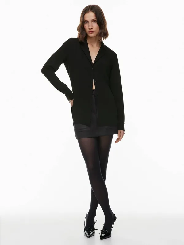 Aritzia Babaton Monocle Shirt Button Front Blouse Black Medium - Image 2