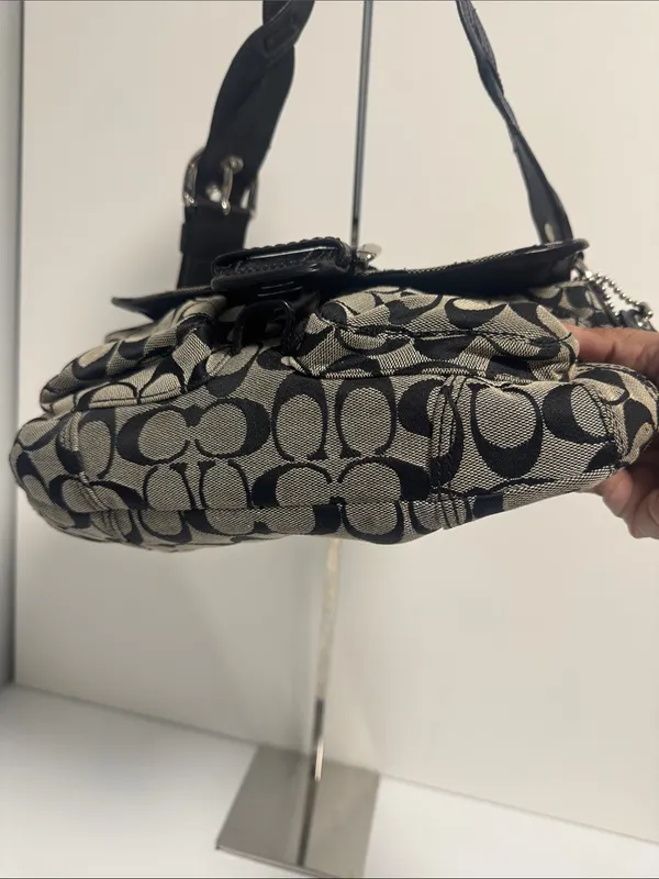 Coach SoHo Signature Flap Bag Y2K Oversized Hardware - Image 5