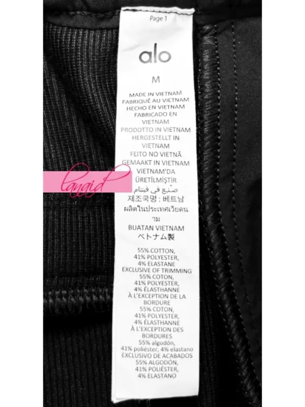 NEW Alo Micro Corduroy Dreamer Wide Leg Trousers Black High-Rise Waist Waisted M - Image 9