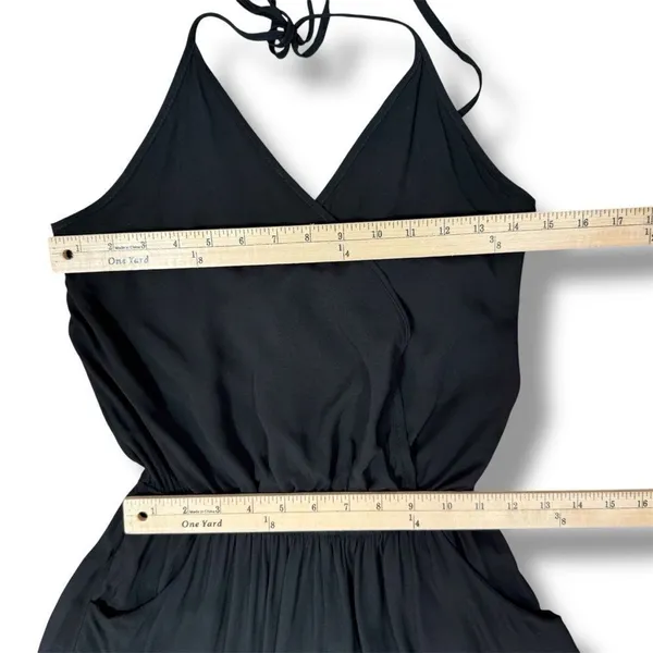 SHEIN Surplice Halter Top‎ Jogger Leg Jumpsuit Black Small - Image 15
