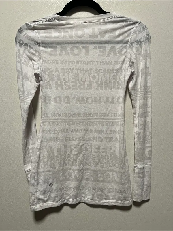 LULULEMON Vintage Manifesto Burnout Long Sleeve White, Size 4 - Image 5