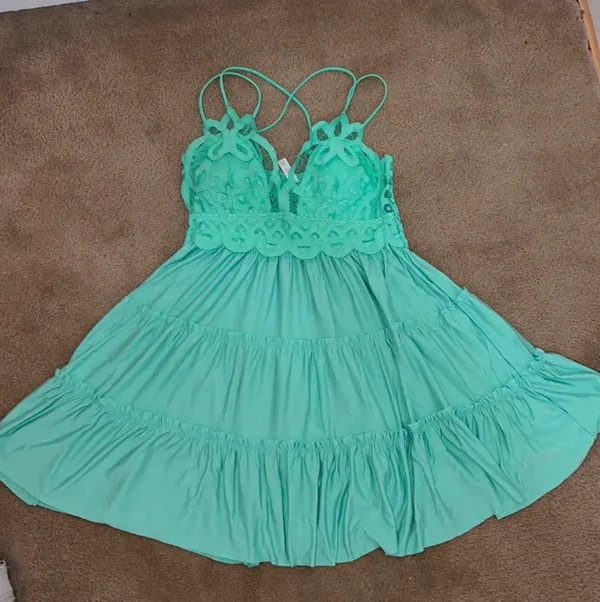 Boutique Mint Crochet Dress - Image 2