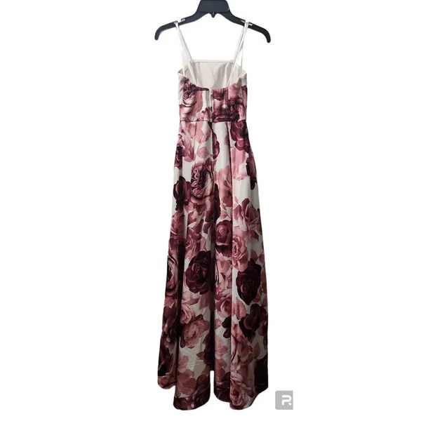 Floral High Low Dress Party Cocktail‎ Strapless Dress - Image 2