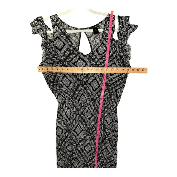 AQUA Black/White‎ Printed Maxi Dress, Large - Image 6
