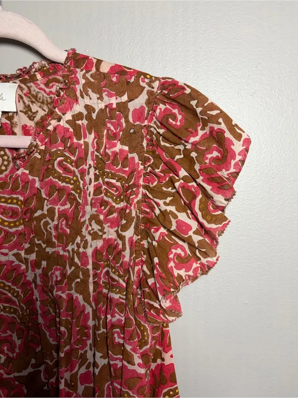 Cleobella Calla Blouse Organic Cotton Top boho flutter sleeve - Image 4