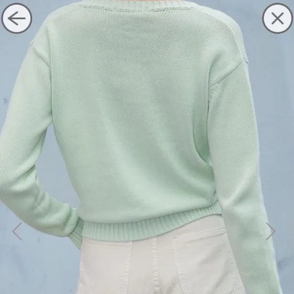 Brandy Melville Leigh Mint Green Ribbed V-Neck Sweater NWT OS - Image 3
