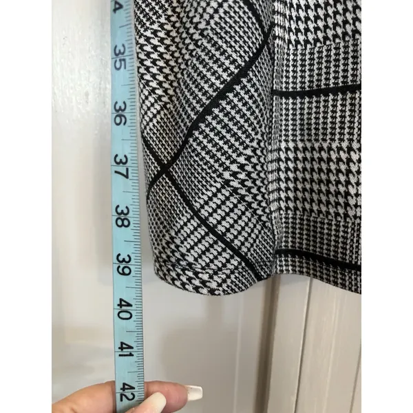 AUW Black/White Geo Print Bib Mini Dress Size Small Adj Straps Slit Summer‎ - Image 2