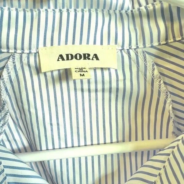 NEW Adora Oversized M Striped Shirt Lantern Sleeves‎ Blue White - Image 7