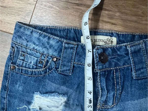 PARIS BLUES Vintage 2000s Y2k Low-rise Distressed Jean Short Shorts | Size 2 - Image 7
