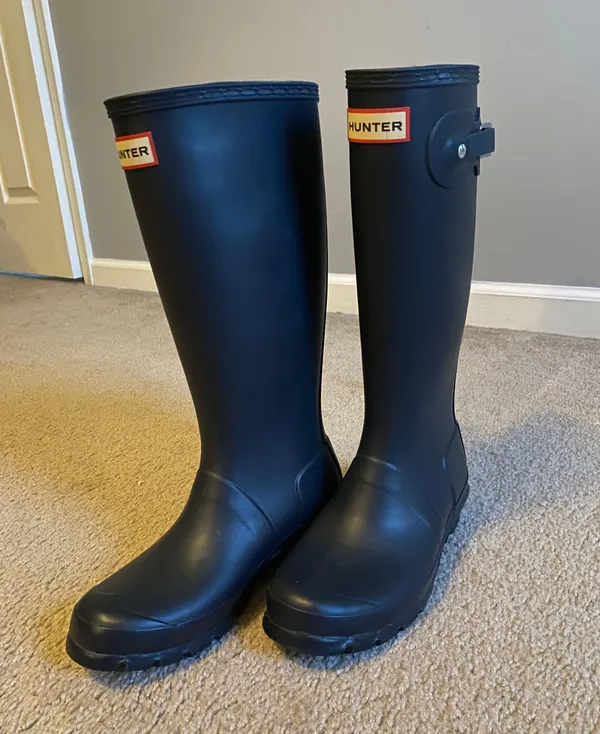 Hunter Matte Navy Blue Tall Rain Boots - Image 2
