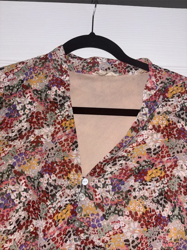 Entro Floral Print V-Neck Long Sleeve Dress Peasant - Image 2