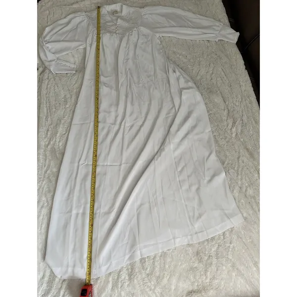 Le Voys Vintage White Peignoir Robe XS Cottagecore Lace Yoke Nightgown Y2K - Image 5