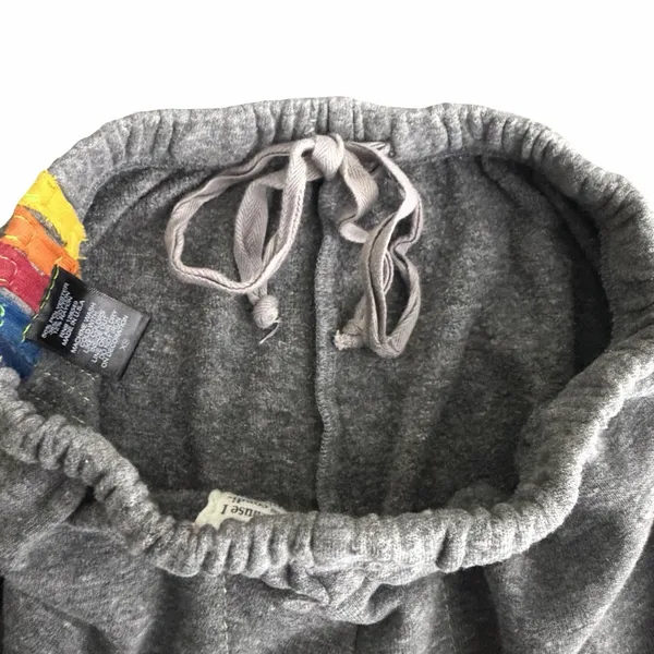 Aviator Nation 5 Stripe Sweatpants Womens XS Heather Grey Rainbow Made USA - Image 8