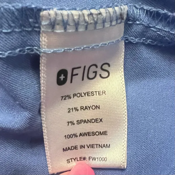 FIGS‎ SCRUBS Ceil Blue Catarina One-Pocket Scrub Top Embroidered "M." Size Small - Image 7