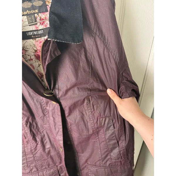 Barbour Violet Lightweight Waxed Cotton Jacket in 16 - Image 3