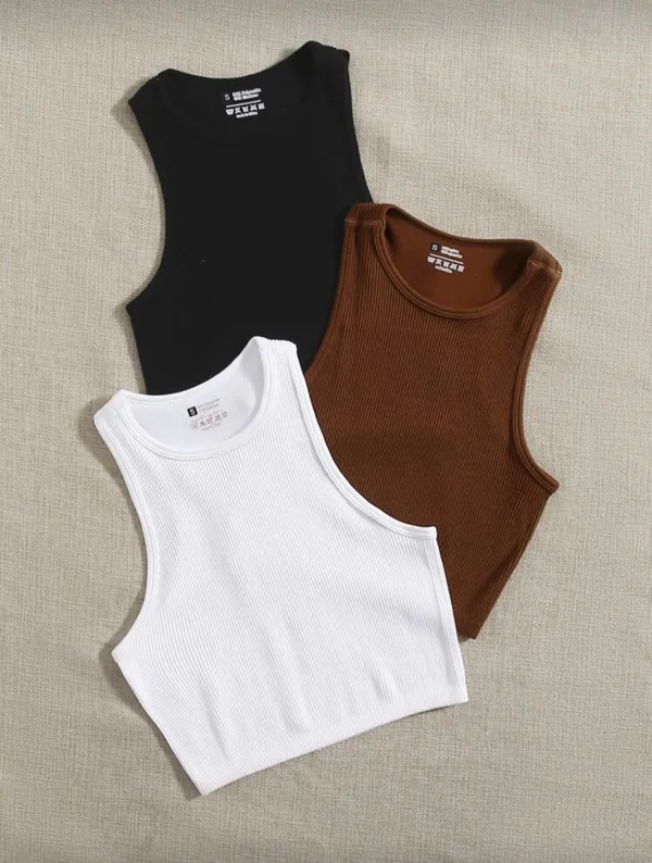 Easithlete 3pcs Rib-Knit Sports Tank Top Workout Tank Tops Fitted Shirt - Image 5