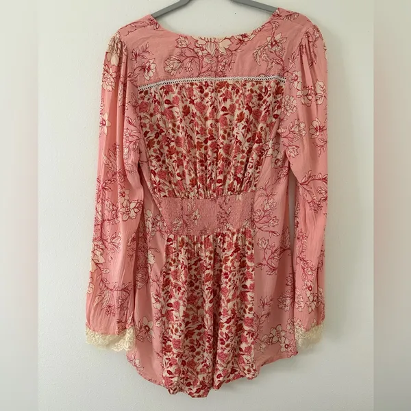 Free People Coquette Odette Fairycore Floral Printed Bell Sleeve Tunic medium - Image 10