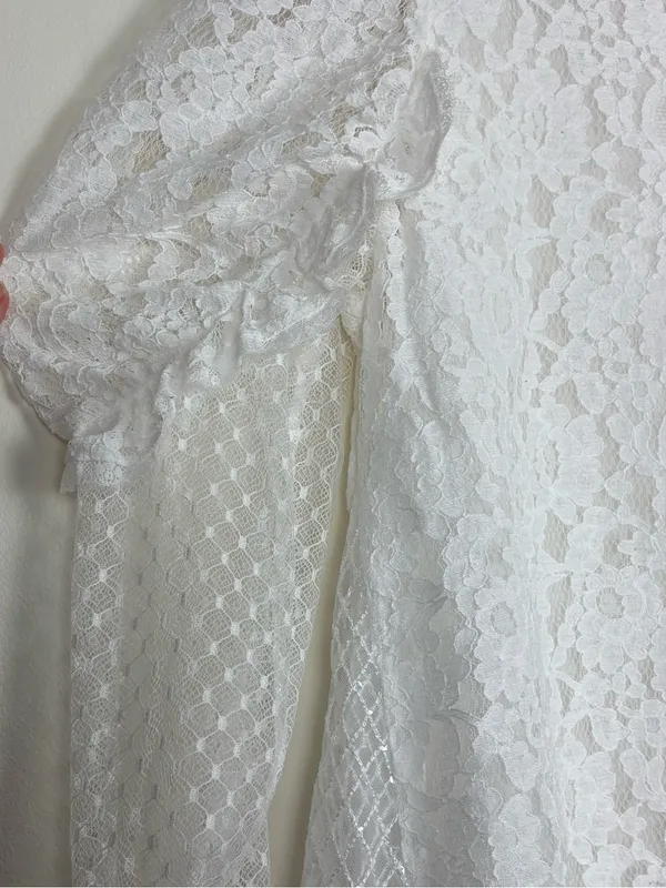 See by Chloe white mixed lace puff sleeve long sleeve top. Estimated size small - Image 2