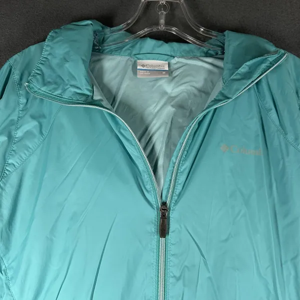 Columbia Jacket Womens Medium Green Hooded Lightweight Full Zip Windbreaker - Image 5