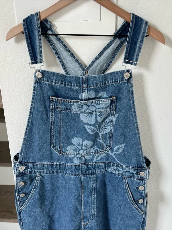Free People We The Free Ziggy Printed Overalls in Ocean Blue Combo NWT - Image 5