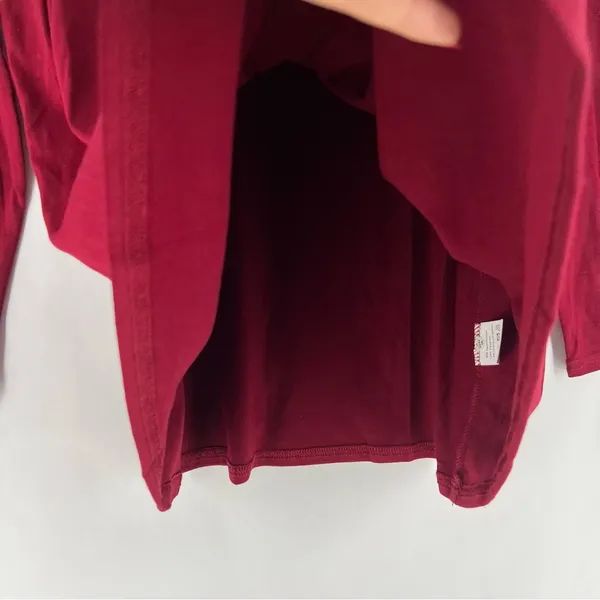 Coolmee‎ Soft Stretch Burgundy Pleated Babydoll Long Sleeve Henley Tunic Top - Image 7