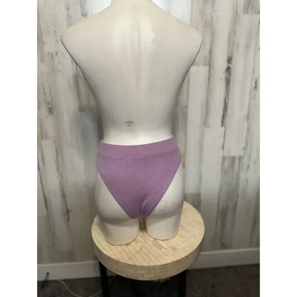 SheIn Lavender Ribbed High Waisted Bikini Bottoms Minimal Swimwear Small - Image 3