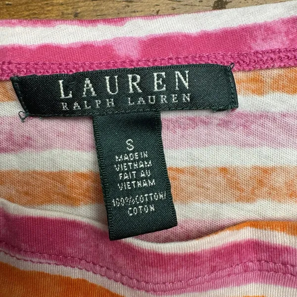 Lauren Ralph Lauren Women's‎ T-Shirt Top Multicolor Stripes Short Sleeve Size Sm - Image 2