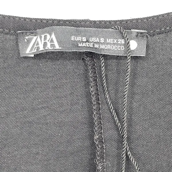 Zara Black Sleeveless V-Neck Tie Front Knot Midi Dress Small - Image 4