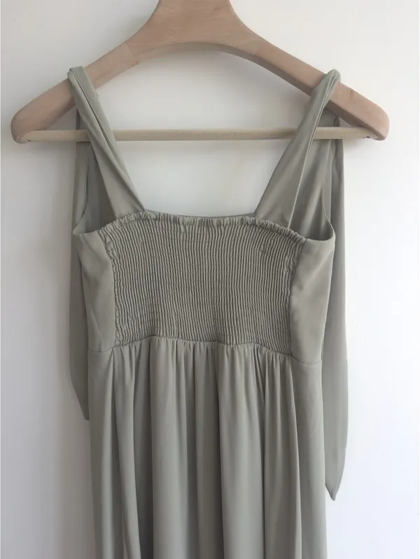 Show Me Your Mumu NWOT Claire Midi Dress Sage Green Tie Strap Side Slit Dress S - Image 7