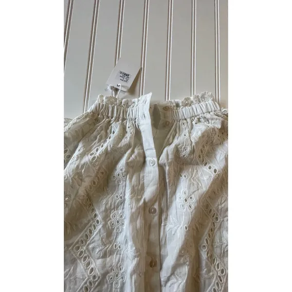 Jennifer & Grace White Eyelet Blouse Embroidery Ruffle Cap‎ Sleeve XL NWT - Image 9
