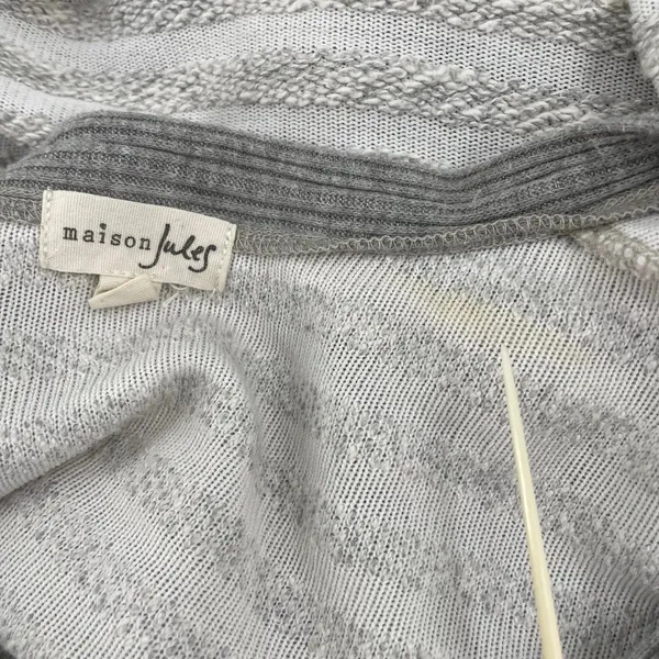 Maison Jules Sweater Gray Striped Cropped Knit Cardigan Coastal Academia Preppy - Image 8