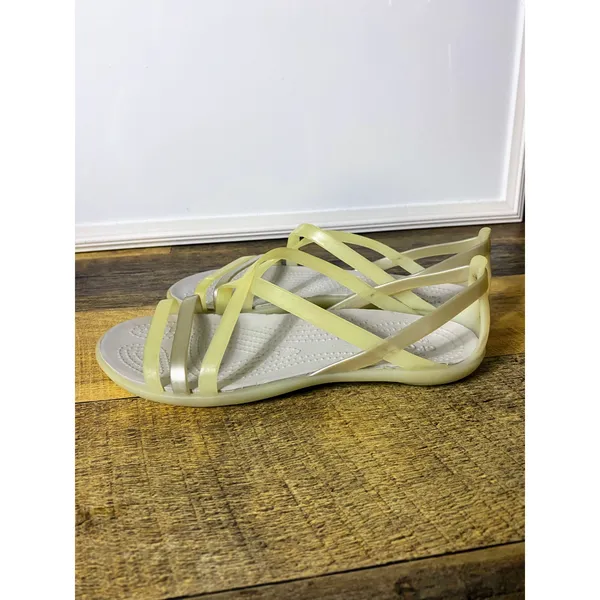 Crocs Sandals Womens 4 Isabella Pale Yellow Gold Strappy Slip On‎ Gladiator - Image 3