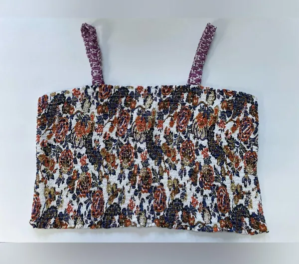 ANTHROPOLOGIE Verona Smocked Pajama Lounge Top Paisley Floral Crop Modal Size XL - Image 12