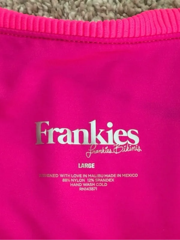 Frankie’s Bikinis Hot Pink Ribbed Bikini Set - Image 2