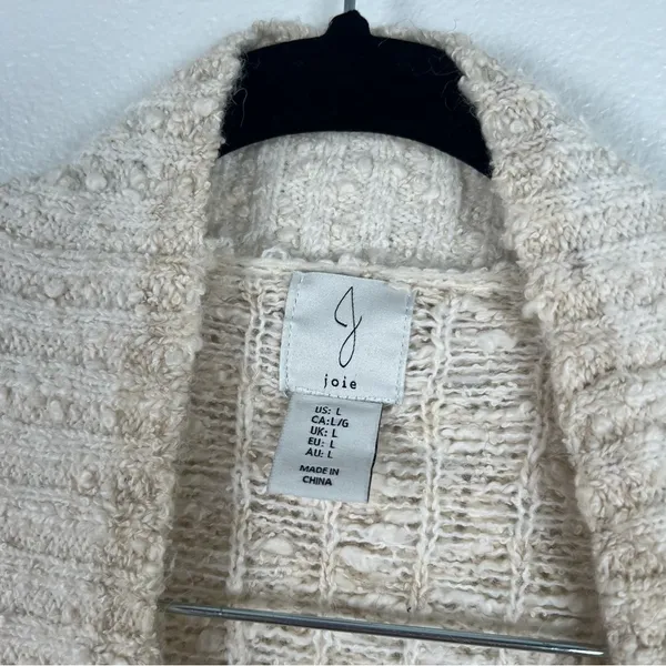 Joie Longline Oversized Chunky Cardigan Cream Fair Isle Knit L‎ - Image 4