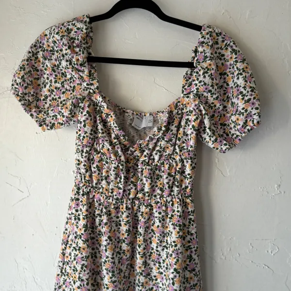 ASOS Floral Puff Sleeve Square Neck Midi Dress‎ Size XS Milkmaid Cottage Midi - Image 3