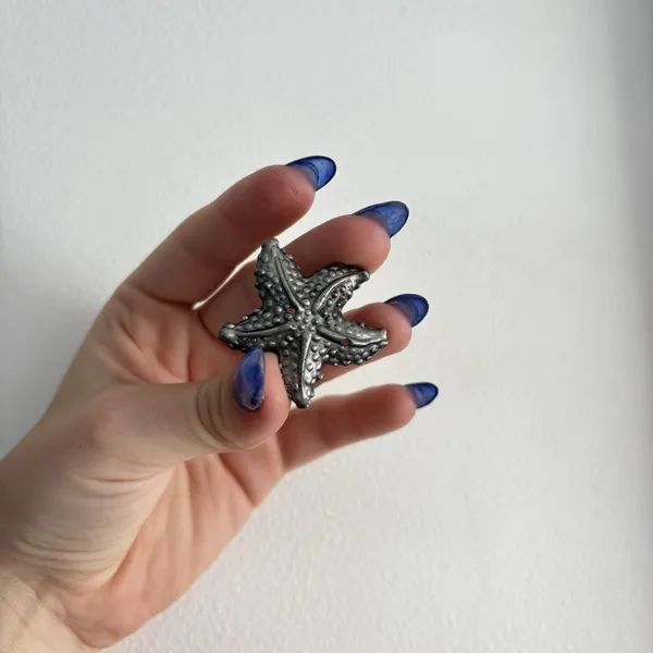 Vintage Torino Pewter Starfish Brooch Post‎ Earrings Set Nautical Beach 80s 90s - Image 7