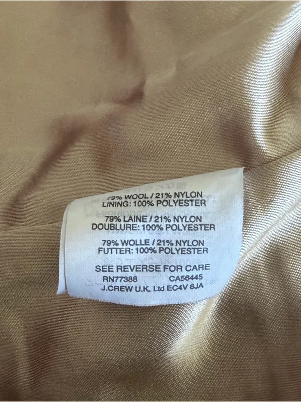 J. Crew Stadium Cloth Wool Cocoon Funnel Neck Pea Coat in Camel Beige Sz 8 - Image 11