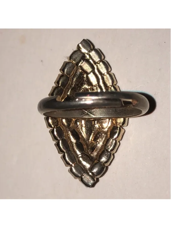 Gold Tone Blue Marquise Crystal Statement Ring - Image 3